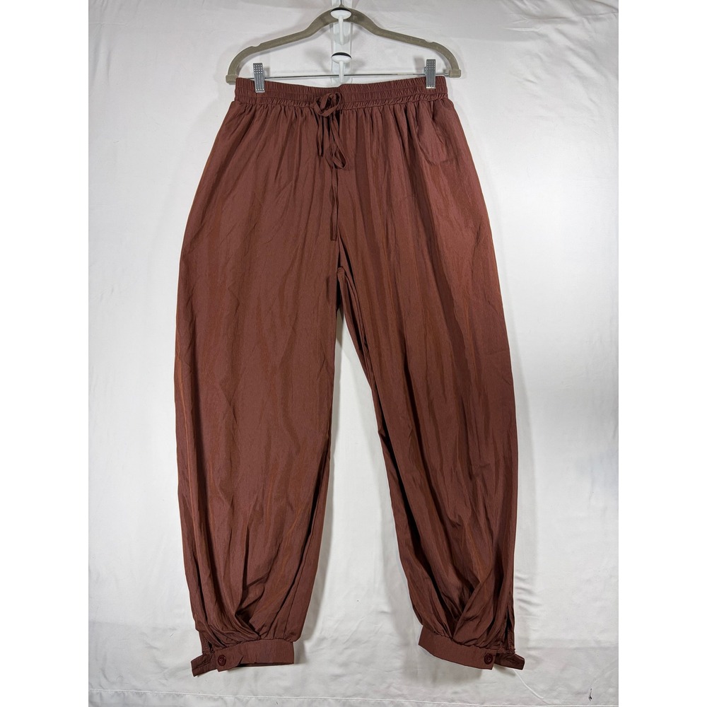 SHEIN Balloon Pants Women Large Brown Excellent Button Cuff Drawstring Boho